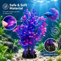 Mipukbay Red Aquarium Plants, Artificial Plastic Fish Tank Decor - Purple-1 - image 4