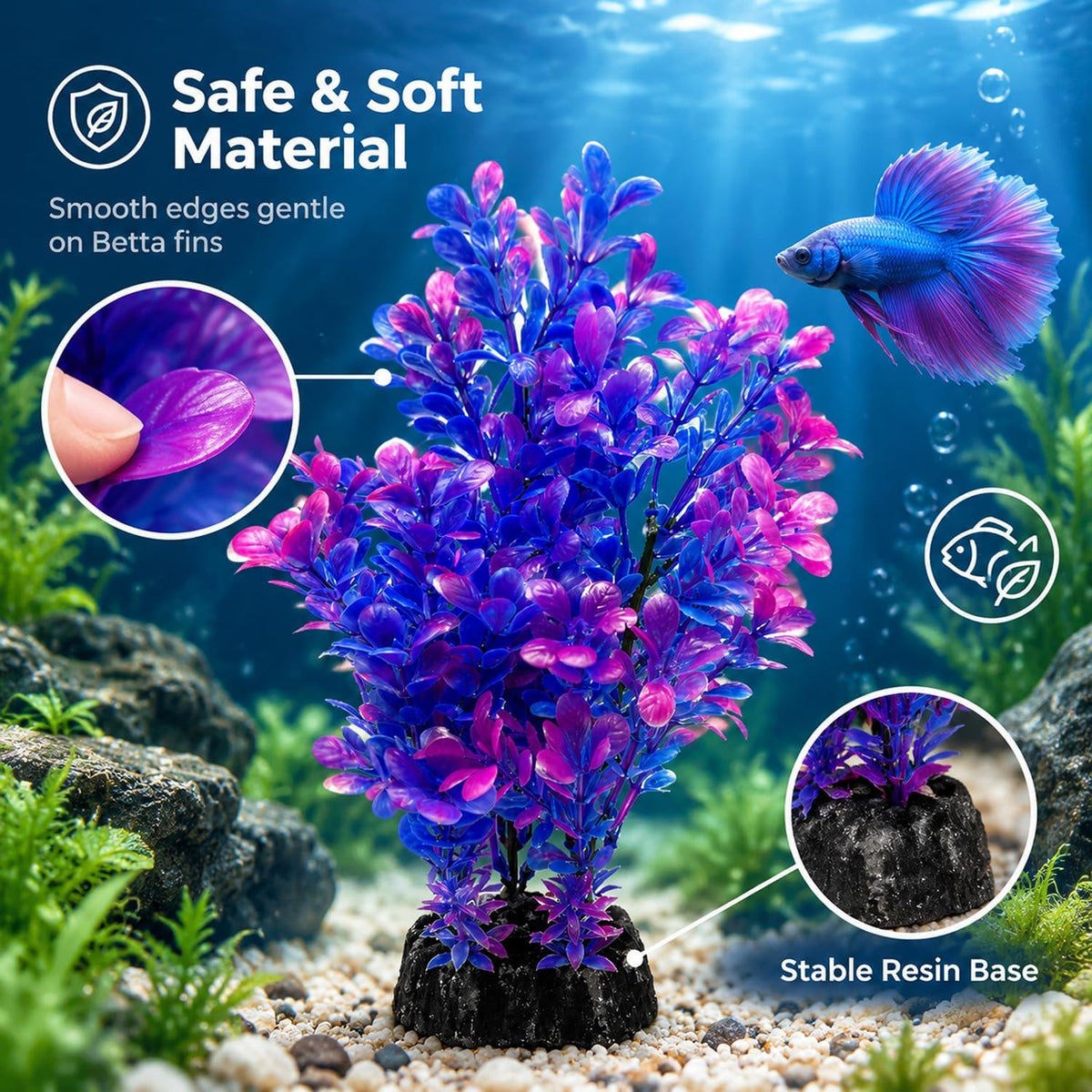 Mipukbay Red Aquarium Plants, Artificial Plastic Fish Tank Decor - Purple-1 - image 4