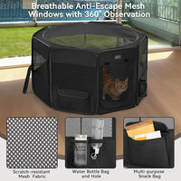PETSFIT 29" Puppy Playpen with Removable Waterproof Mat & Zippered Roof | RV, Camping, Travel Dog Pen | Indoor/Outdoor Whelping & Cat Observation Space(29.5"x29.5"x16.5"H)