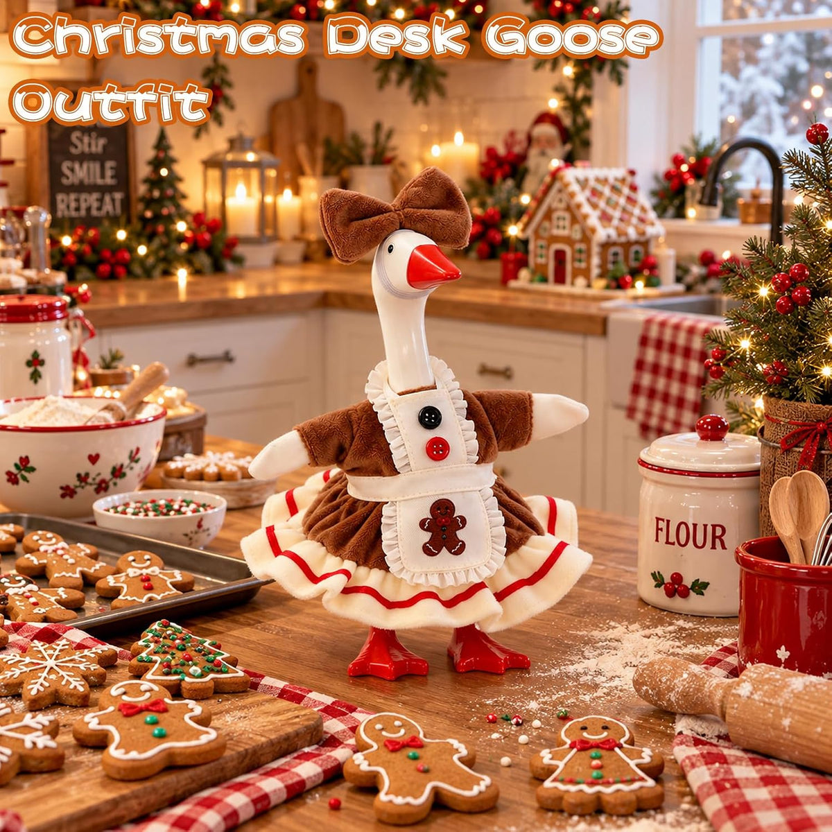 7 Inch Mini Desk Goose Outfits - Christmas Color(gingerbread Man) - image 2