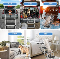 Dog Stairs for Large Dogs - 5 Step Foldable Dog Ramp for Car Non-Slip Surface Support up to 230lbs - Suitable for SUV,Truck, Sofas, Bed