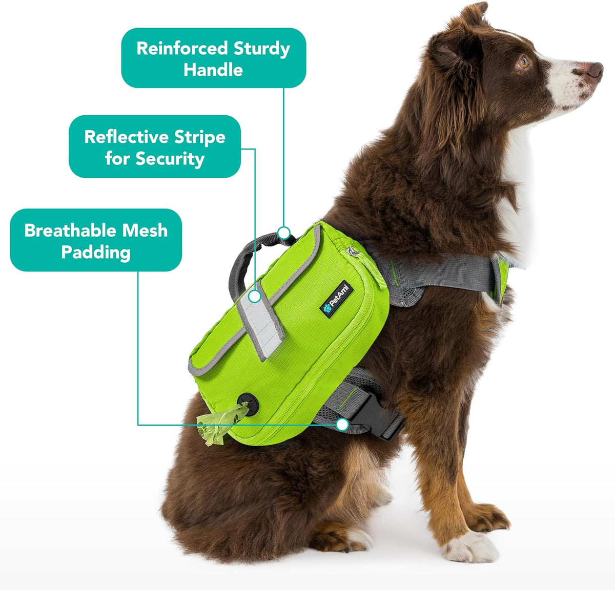 PetAmi Dog Backpack for Medium Large Dogs, Hiking Saddle Bag - Large / Green - image 3