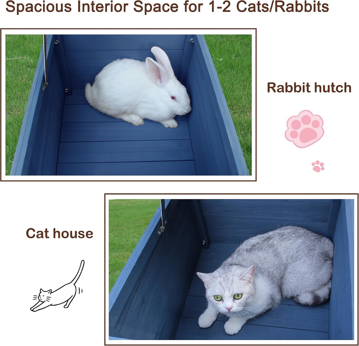 Cat House for Outdoor Cats - Blue(with Mat) - image 3