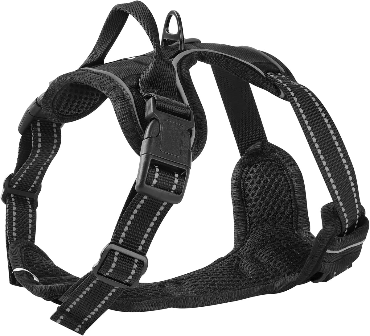 Blue No-Pull Dog Harness with 2 Leash Clips，Soft Padded Vest - Medium / Black - image 3