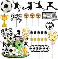 44PCS Halloween Cake Toppers with Spider Bat Castle Pumpkin Skull - Soccer