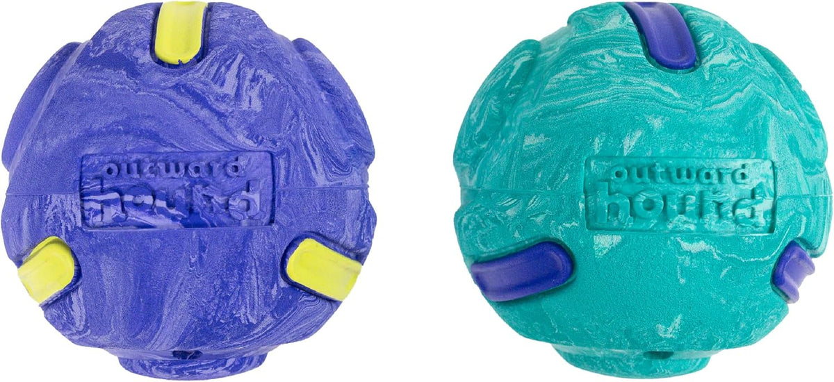 Outward Hound FlyFetch Launch-A-Ball Dog Ball Launcher Toy - Rubber Fetch Ballz (2-Pack)