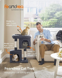 Feandrea Cat Tree, Plush Kitten Condo - M (19.3"L x 12.6"W x 29.1"H) / Smoky Gray - image 2