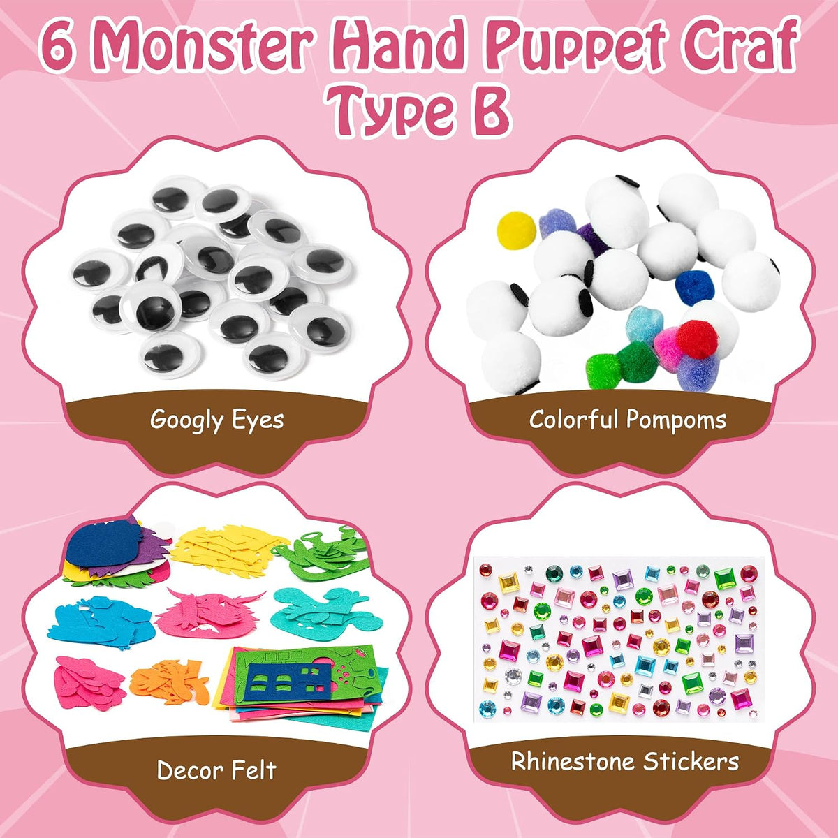 WATINC Hand Puppet Making Kit, Felt Sock Puppet Toys for Kids – Fun for Kids & Family - Monster B - image 2