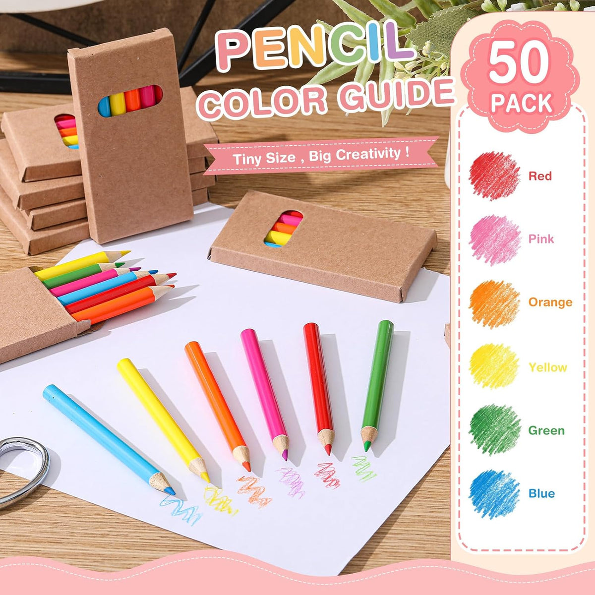 Ctosree mini colored pencils in kraft boxes, 6 natural wood pencils per box - view 22