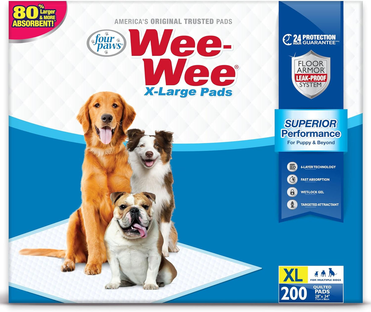 Four Paws Wee-Wee Superior Performance Extra Large Pee Pads for Dogs - 200 Count