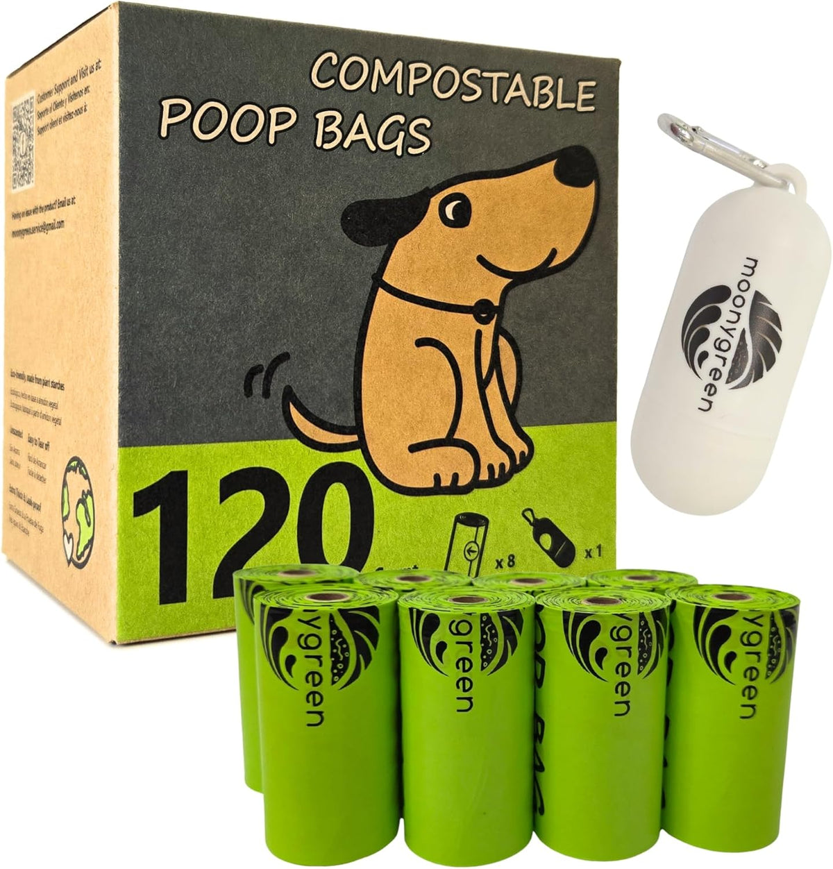 Certified Compostable Dog Poop Bag Rolls - 120 Count (Pack of 1)