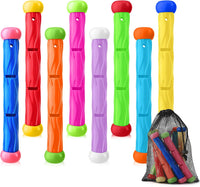 Leislam 16 piece pool diving toys with dive rings, dive sticks, dive gems and storage bag