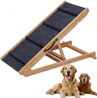 Foldable Wooden Dog Ramp Wooden Dog Ramp for Bed-5 Adjustable Heights – Essentials for Dogs