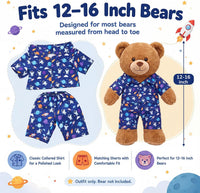 2 Pcs Rainbow PJ's Bear Clothes Outfit Stuffed Animal - Space / Blue - image 2