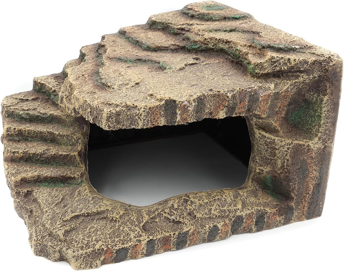 Extra Large Resin Reptile Hideouts Cave Habitat Decor – Essentials for Reptiles And Amphibians - B- Extra Large