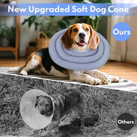 Dog Recovery Collar, Breathable Adjustable Soft Dog Cone, Waterproofing Cat Neck Cone, Pet Donut Collar After Surgery (Blue Gray, M)
