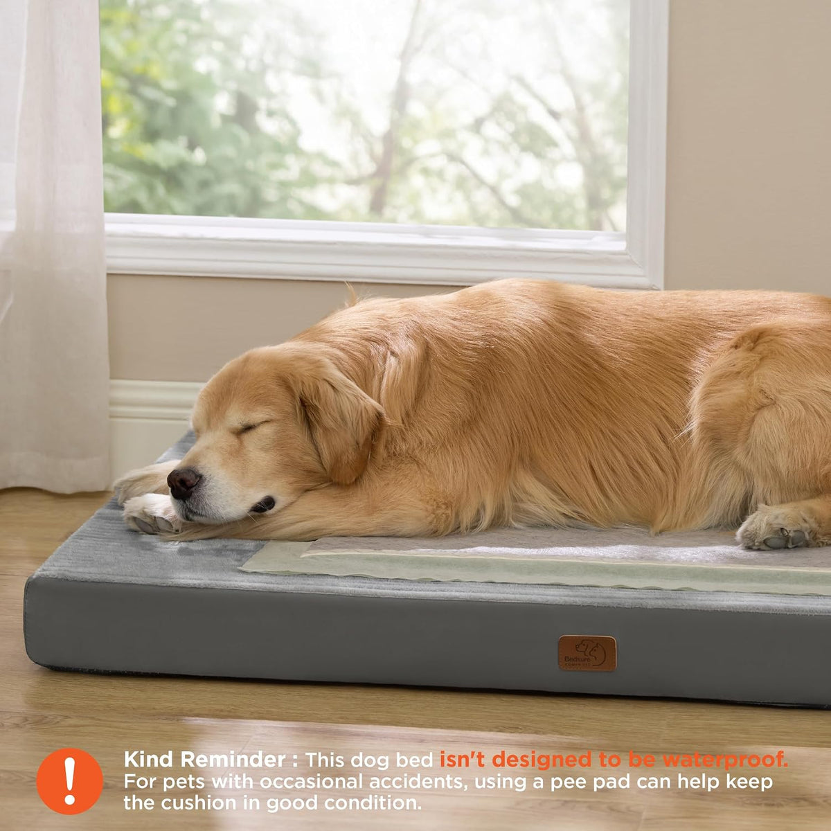 Bedsure ComfyFleece Large Dog Bed for Crate with Washable Cover - 47x29x4 / Charcoal Grey - image 2