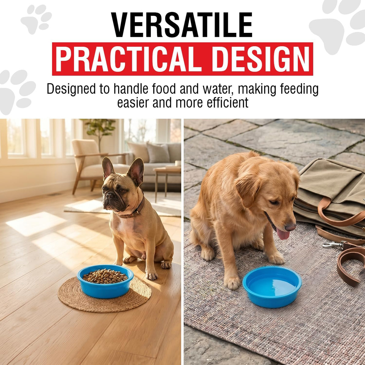 Loving Pets Dolce Luminoso Dog Bowl, Non-Skid Plastic Bowl - Large / Blue - image 2