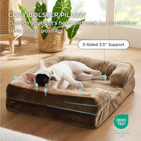 Bedsure Orthopedic Dog Bed Medium Size Dogs - Washable Medium Dog Cat Bed Waterproof, Comfort Pet Couch Sofa with Washable Removable Cover, Pets Bed with Nonskid Bottom, Brown, 28"