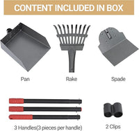 Heeyoo Dog Pooper Scooper, Dog Poop Tray and Rake Set, Pet Waste Removal Scoop with Long Adjustable Sectional Stainless Handles