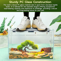 12.5''×6''×7'' Reptile Tank Kit with Heat Lamp, Spray Bottle, Shovel, Tweezers, Food Bowl, Hideout -Perfect for Geckos, Snakes, Lizards, Turtles, Jumping Spider,Milk Frog,Hermit Crabs