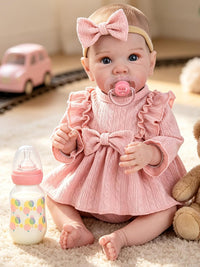 EKOKIZ blue reborn baby doll dress set with hairband and shoes for 17 to 20 inch dolls - view 6