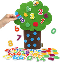 CHEFAN felt letter tree, standing coconut tree with uppercase and lowercase felt alphabet letters