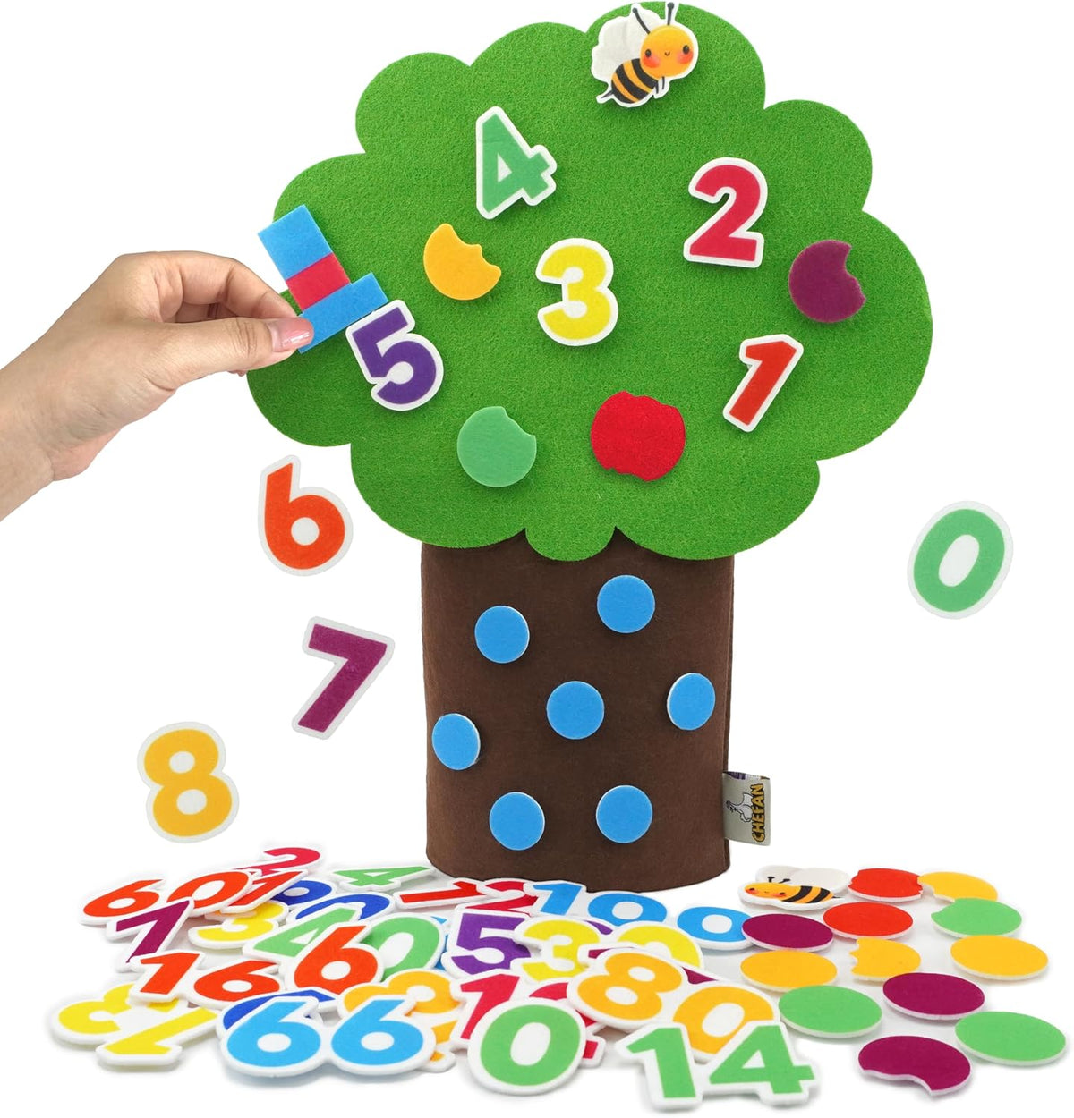 CHEFAN felt letter tree, standing coconut tree with uppercase and lowercase felt alphabet letters