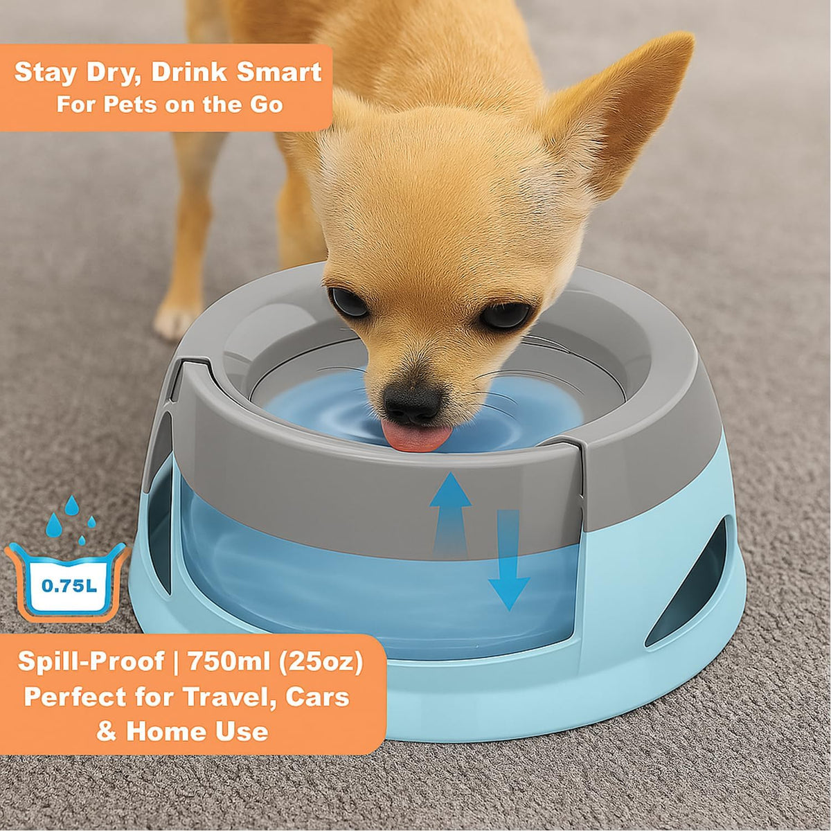 Dog Water Bowl, No Spill Water Bowl for Dogs and Cats - Baby Blue - image 3