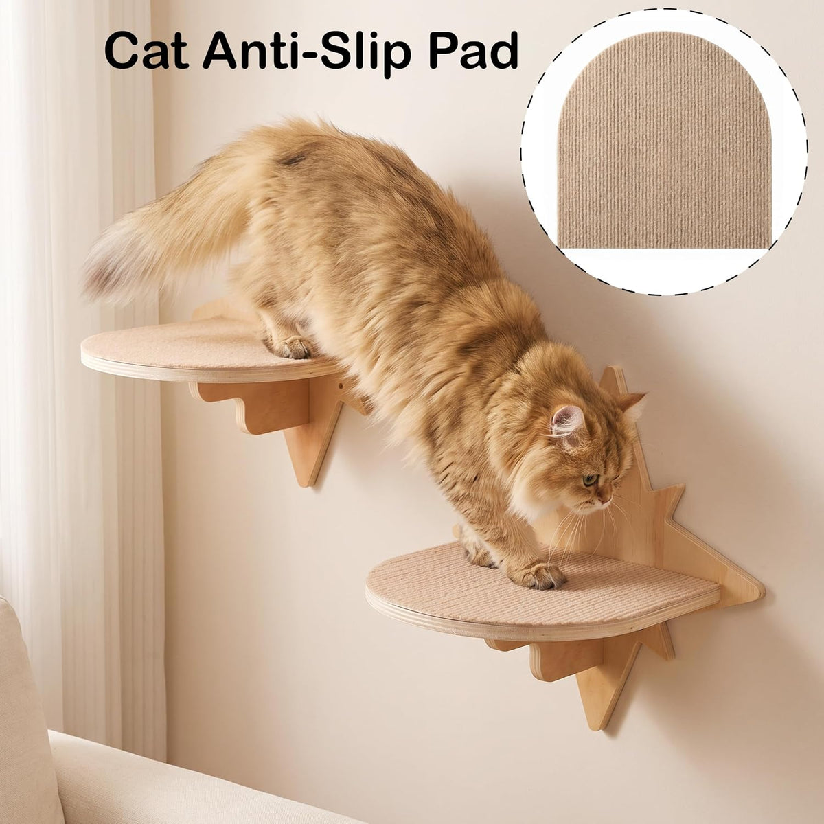 Moon & Star Cat Wall Shelves - Beige-star / M - image 4