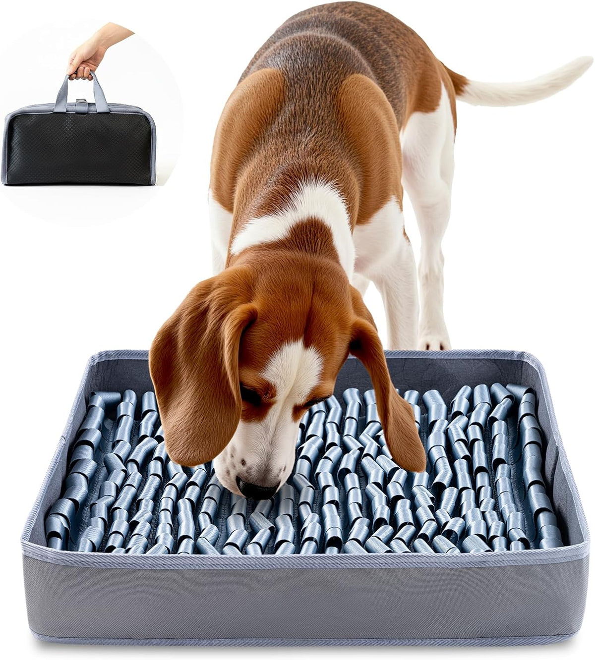 FunFurry Snuffle Mat for Dogs, Dog Puzzle Mat - Silver / 14" X 12"-Portable