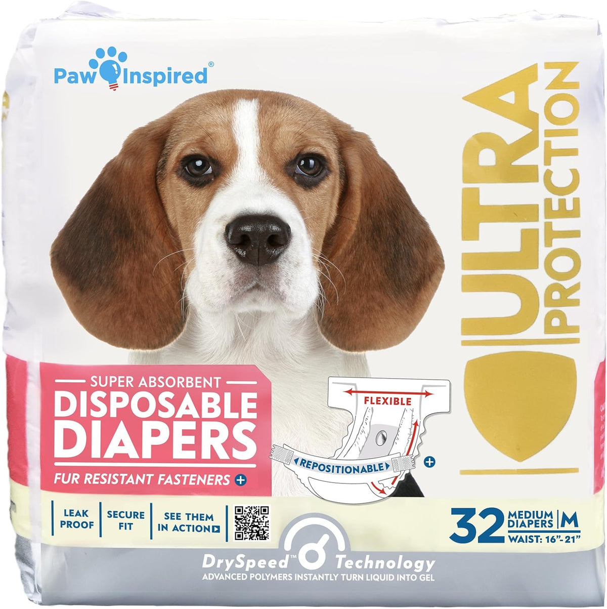 Paw Inspired 32ct Disposable Dog Diapers - Medium (32 Count)