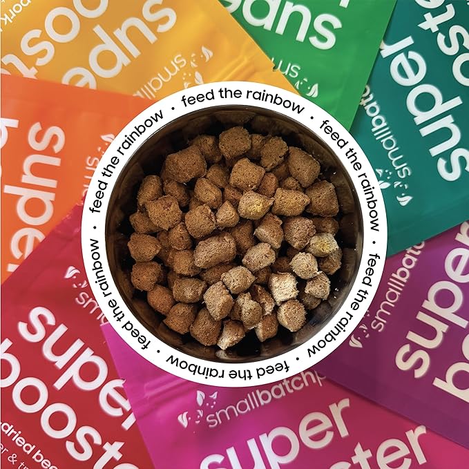 Smallbatch Freeze Dried Dog Treats, Superfood Food Topper Beef Bites for Dogs & Cats, Probiotics, Organic Ingredients, High Protein, Grain Free Healthy Treat Food Topper, Made in The USA, 18 oz Bag