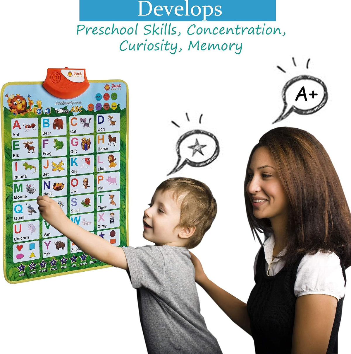 Just Smarty Interactive Alphabet Wall Chart, ABC & 123's, Blue – Fun for Kids & Family - Alphabet, Green - image 4