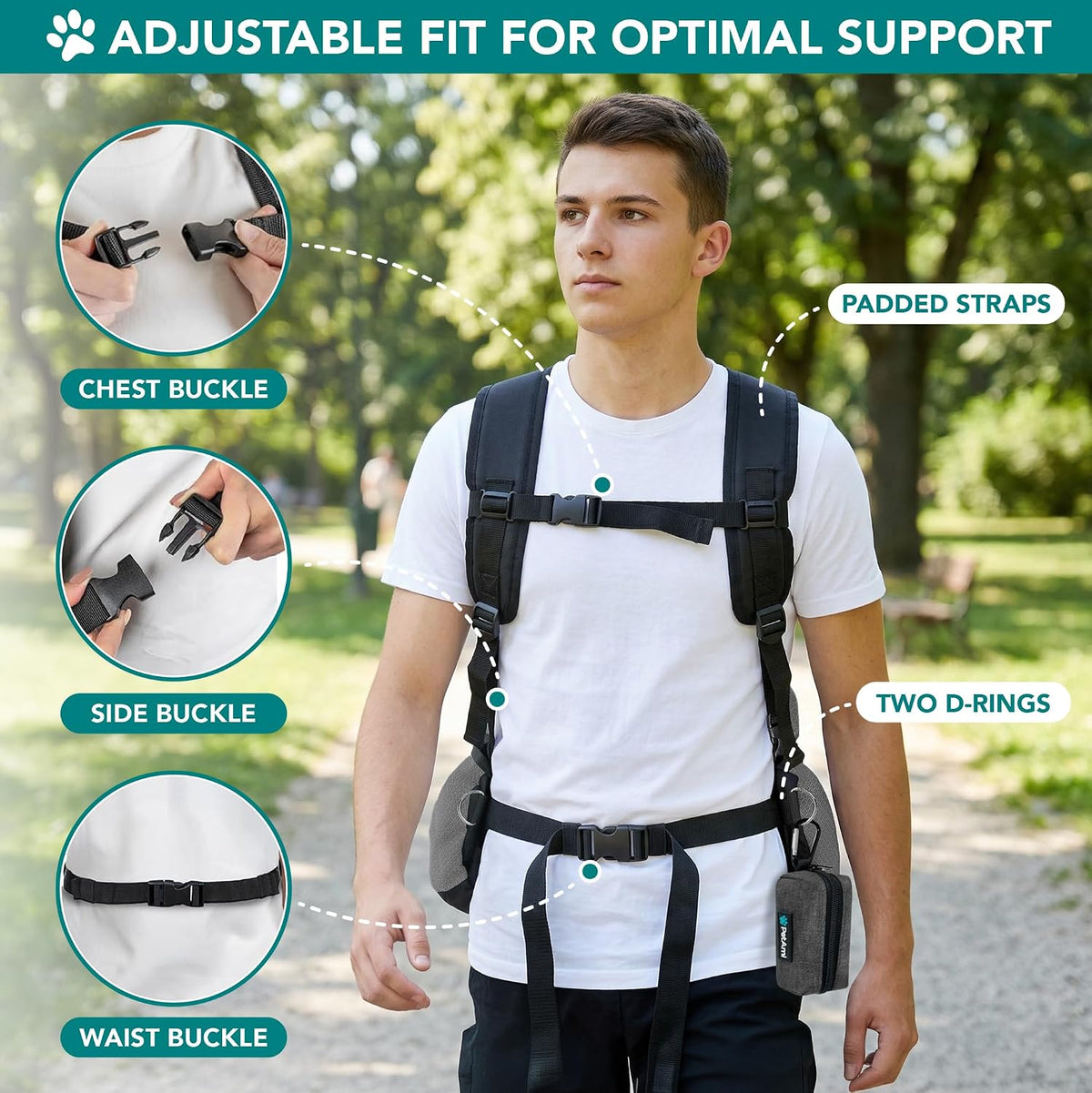 PetAmi Dog Carrier Backpack, Hands Free Front Pet Carrier - Gray / 15.5"L x 9.0"W x 15.5"H - image 2