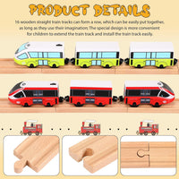 Liliful 16 straight 6 inch wooden train track pieces - view 3