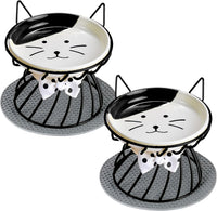 Set of 4 Elevated Ceramic Cat Bowls, Assorted Colors – Essentials for Cats - Black set of 2
