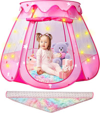 DISHIO Ball Pits with 50 Balls - Pink-with Rainbow Rug