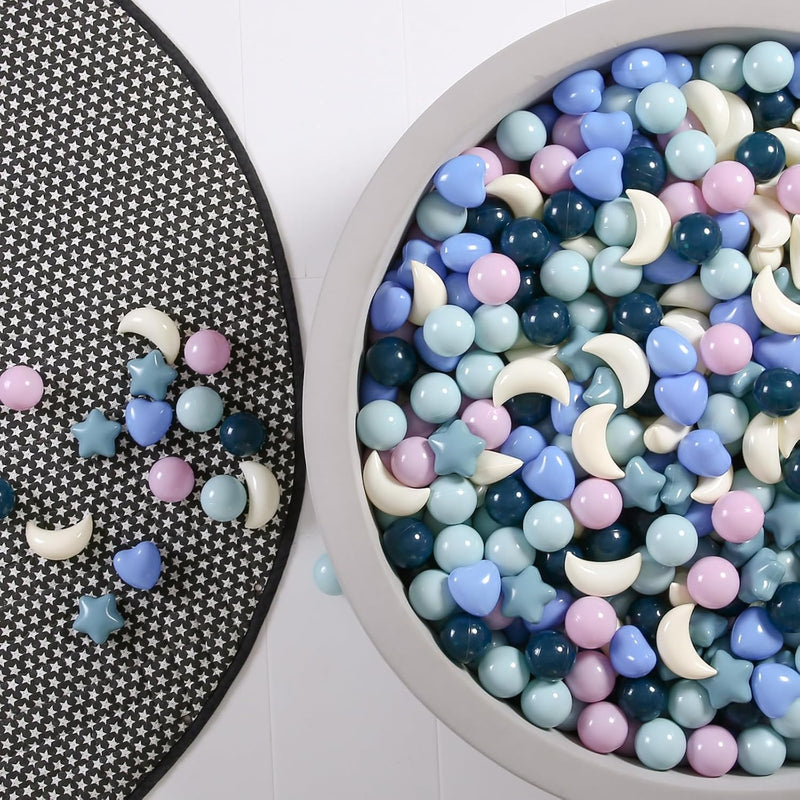 GOGOSO star, heart and moon ball pit balls in a pastel color mix with storage bag