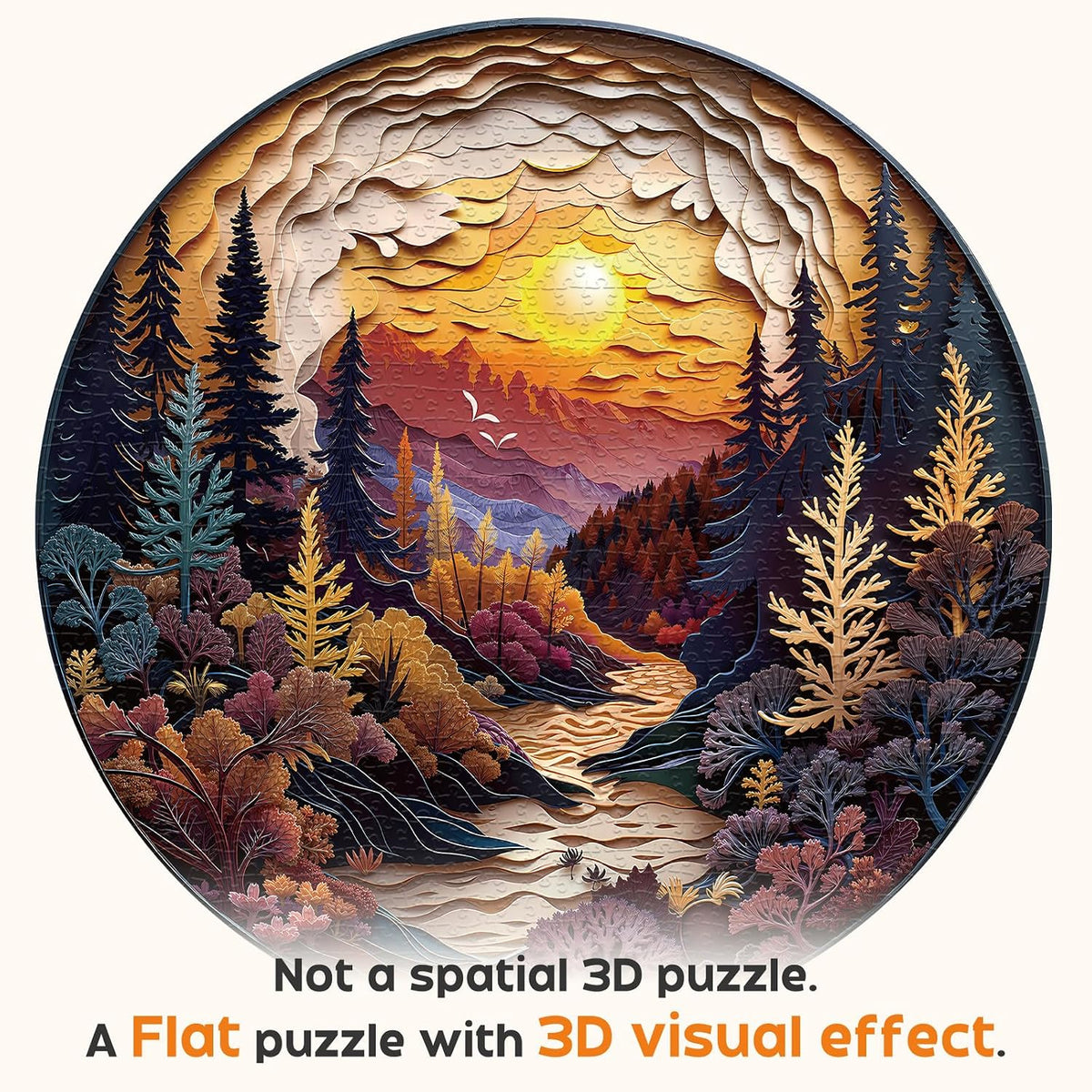 Masseruon 1000 piece round jigsaw puzzle with a sunset canyon image - view 11