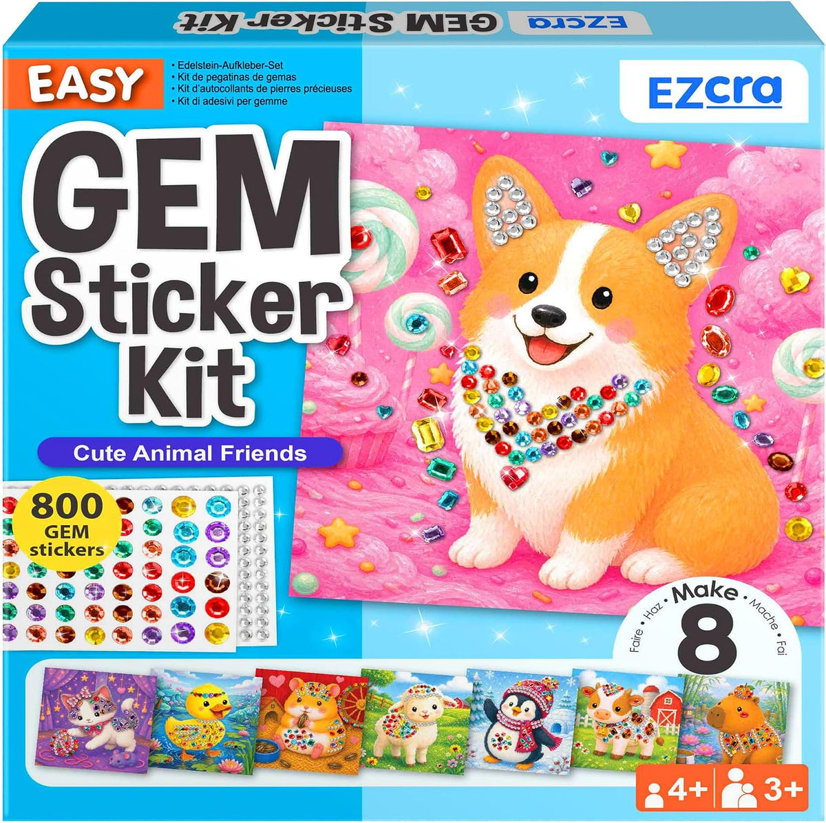 EZCRA Gem Sticker Kit for Kids, 990+ Stickers - Cute Animals