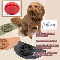 The Slowdown Bowl Silicone Slow Feeder for Dogs & Puppies, Slow Eating, Modern Lick Mat Design, Reduces Gulping, Fits 2 Cups 7.5” Across x 1.5” Tall, Mealtime Challenge, Medium-Cherry