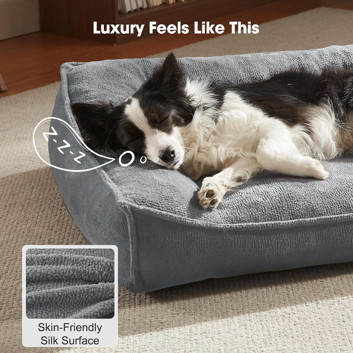 FURTIME XL Orthopedic Dog Bed Large Sized Dog - Light Grey / 48"L x 35"W x 10"Th - image 4