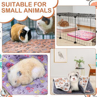Reginary 4 Pcs Waterproof Guinea Pig Blankets Washable Small Animal Fleece Bedding Absorbent Guinea Pig Cage Liners Reusable Pet Pee Pad Sleep Mat for Hamster Ferret