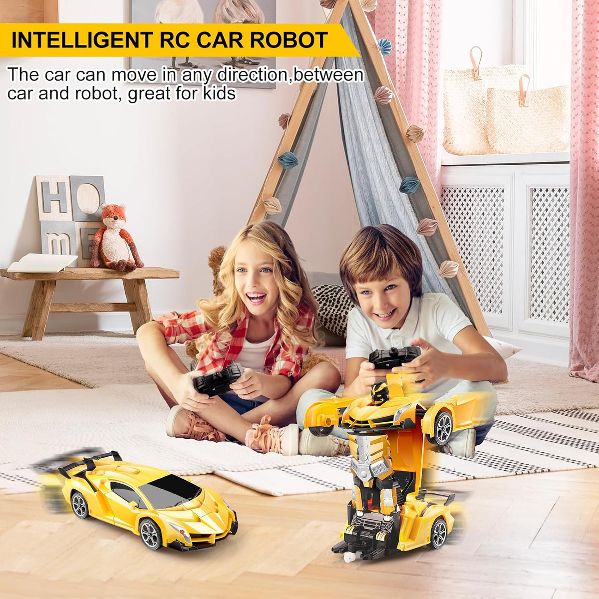 Blackma Transform Rc Cars for Boys 4-7 8-12 - Yellow - image 2