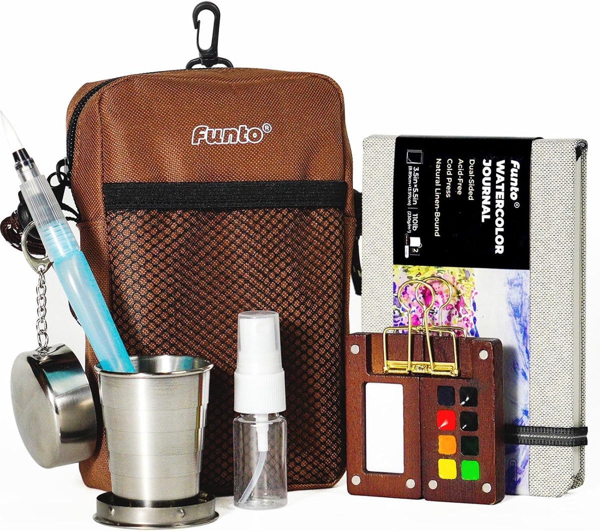 Funto Mini Watercolor Paint Set - 8-Color Walnut Set