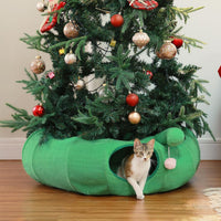 PEQULTI Beige Donut Cat Tunnel Bed Washable Plush Mat Multi for Small - Flower - image 3