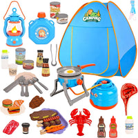 Viwulute kids camping set with pop up play tent, toy camp light and campfire - view 2