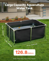 VEVOR Canvas Fish Pond, Turtle Pond - Black / 127 Gal /47x31x20 in / No Clearing Panel - image 2