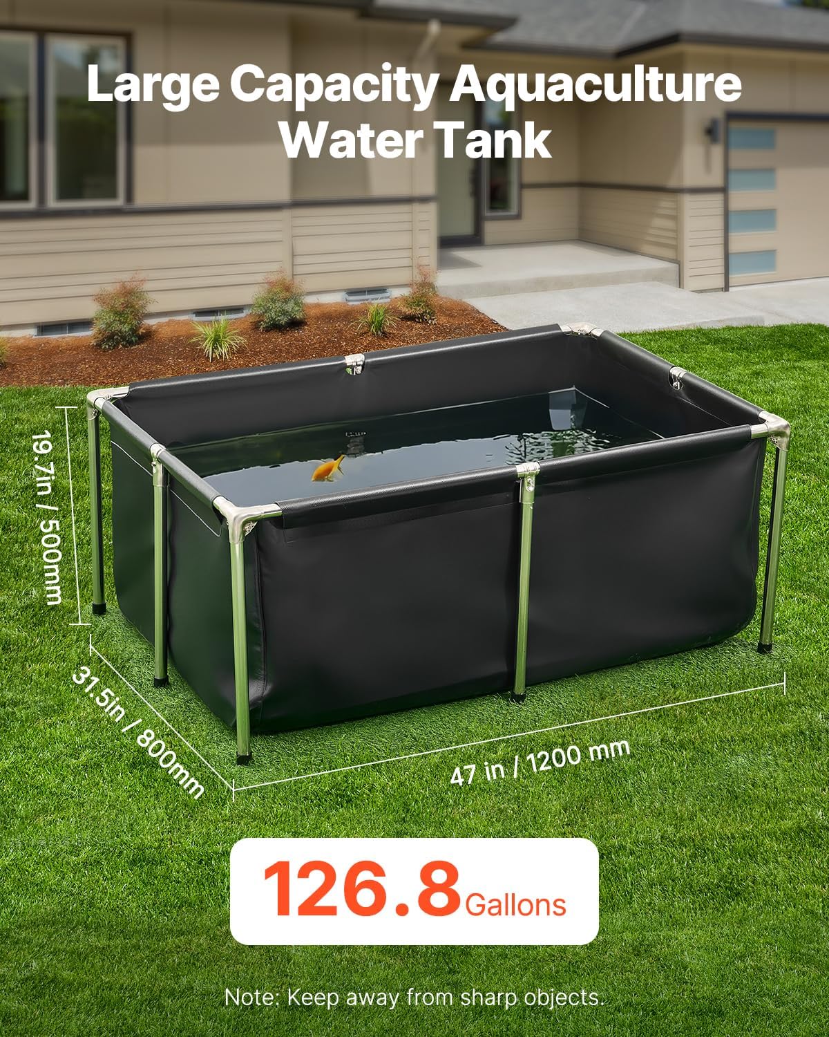 VEVOR Canvas Fish Pond, Turtle Pond - Black / 127 Gal /47x31x20 in / No Clearing Panel - image 2